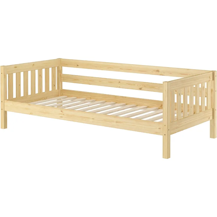 Gemütliches Kinderbett mit dreiseitiger Sicherung 90x200 cm Kiefer V-60.29-09Rollrost inkl.