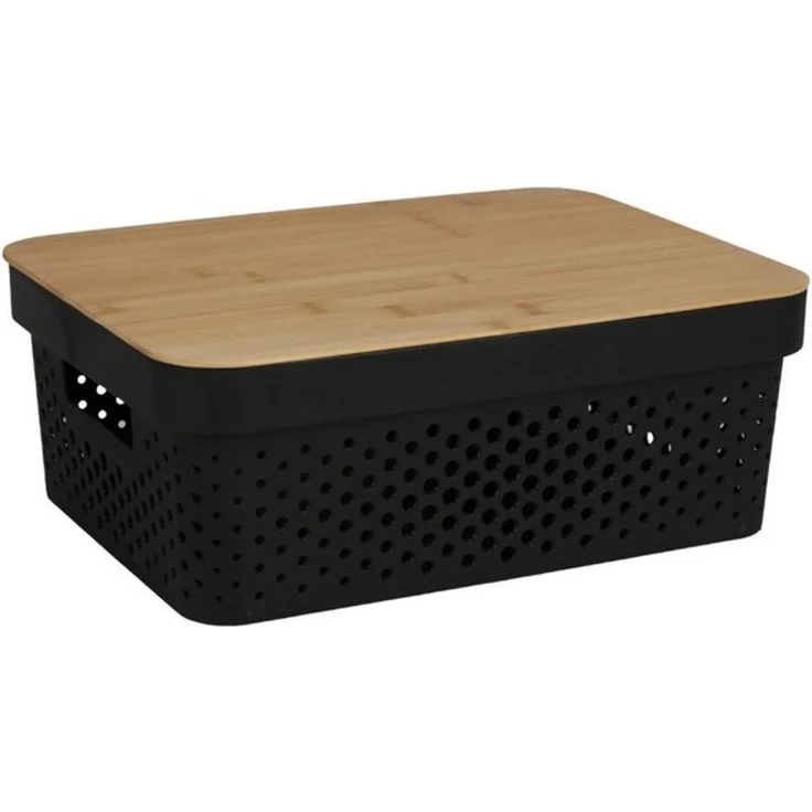 Aufbewahrungsbox mit Bambusdeckel 11L Aufbewahrungskiste Allzweckbox Dekoration – Bild 4