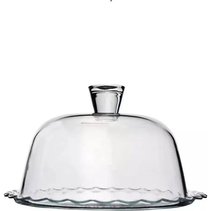 Pasabahce Servierplatte Petite Patisserie Servierplatte mit Glasglocke - 26 x 16 cm, Glas, (1-tlg)