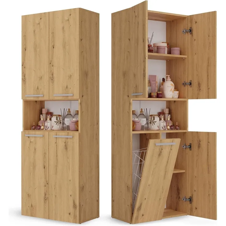 ibonto Hochschrank Badezimmerhochschrank Platzsparendes Aufbewahrungswunder