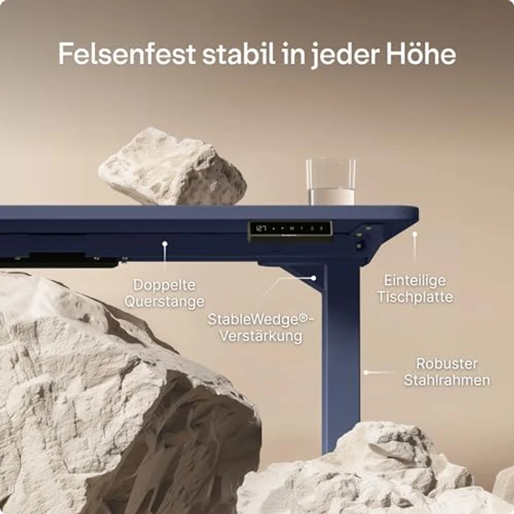 Desktronic Höhenverstellbarer Schreibtisch (120x60 cm) – Elektrisch höhenverstellbar mit flüsterleisem Dual-Motor & Touchscreen – Hohe Tragfähigkeit – Stehtisch HomePro – Bild 5