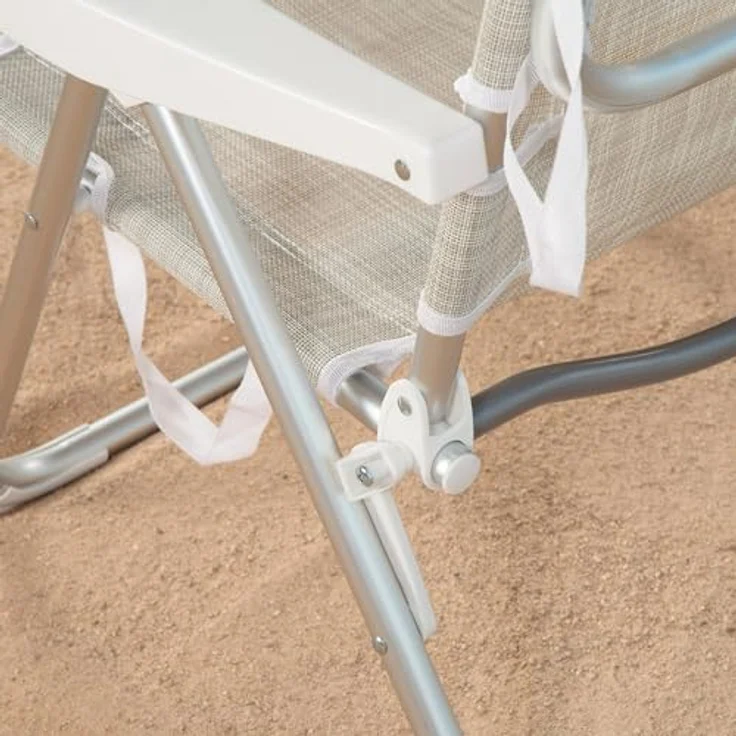 AKTIVE Set mit 2 Strandstühlen und Liegestühlen, 2-in-1, 48 x 60 x 90 cm, 5 Positionen, Gestell aus Aluminium, gepolstertes Kissen, Kippschutz, zusammenklappbar mit Tragegriff (85514) – Bild 6