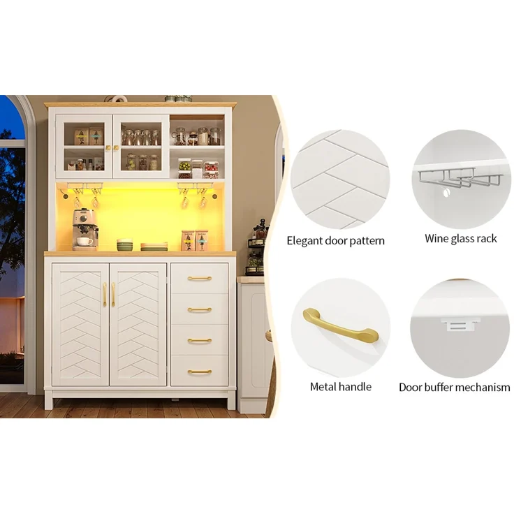 TavilaEcon Küchenbuffet Seitenboard, Aufbewahrungsschrank, Küchenschrank weiß 180 × 40 × 105,5 cm (H × T × B) – Bild 9