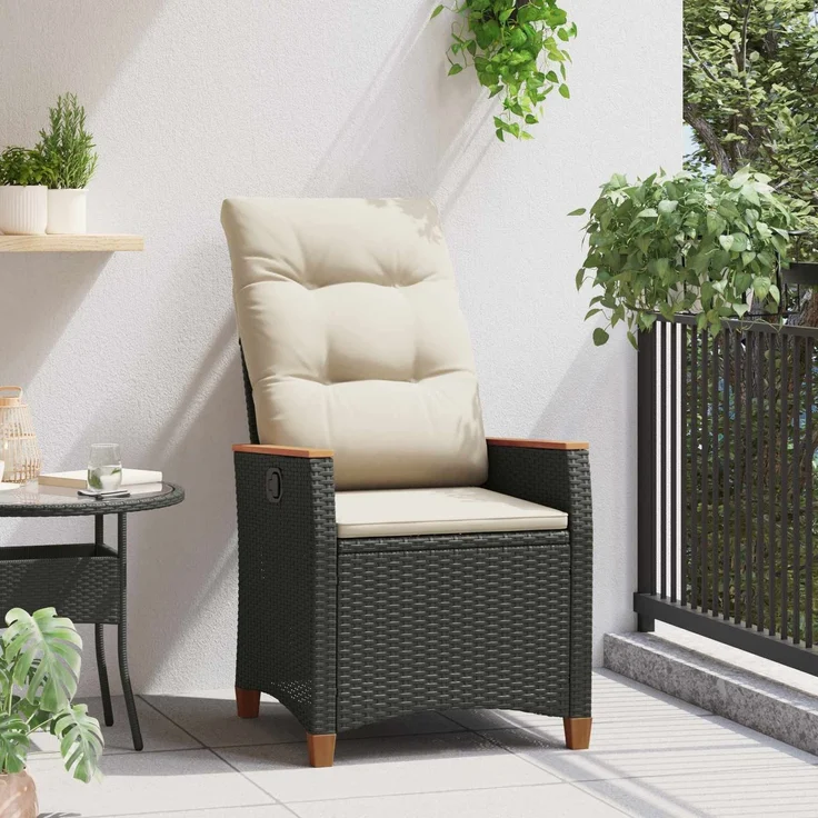 vidaXL Verstellbarer Gartenstuhl Schwarz und Creme 64 x 57,5 x 112 cm 42026859 – Bild 3