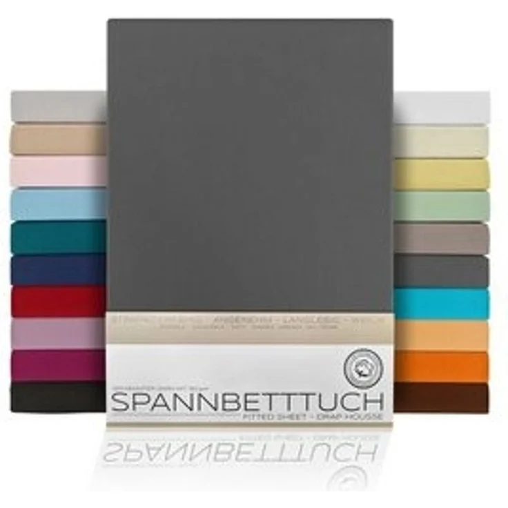 Beautex Spannbettlaken, Gummizug: rundum, (1 Stück), gekämmte Baumwolle Premium Jersey, 160g/m², Dunkelgrau, Standard - 90 x 200 x 30 cm – Bild 6