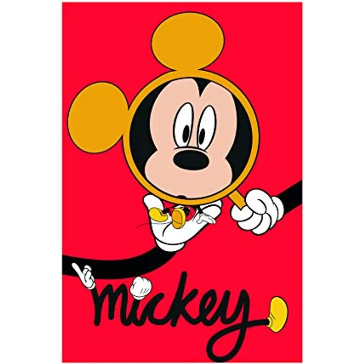 Komar Disney Wandbild Mickey Mouse Lupe, Kunstdruck für Kinderzimmer, 50x70cm, ohne Rahmen, lichtbeständig und wasserfest, Made in Germany