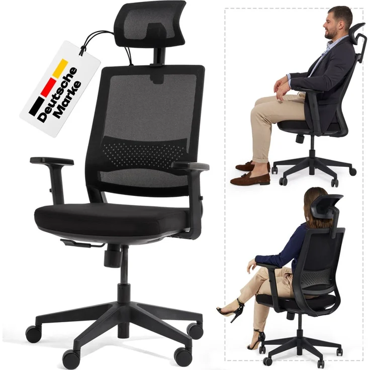 VALKENSTOL M2 Kopf-/Armstütze - Bürostuhl Ergonomisch Testsieger - 5 Jahre Garantie - Schreibtischstuhl mit Netzrücken - Computerstuhl – Bild 4