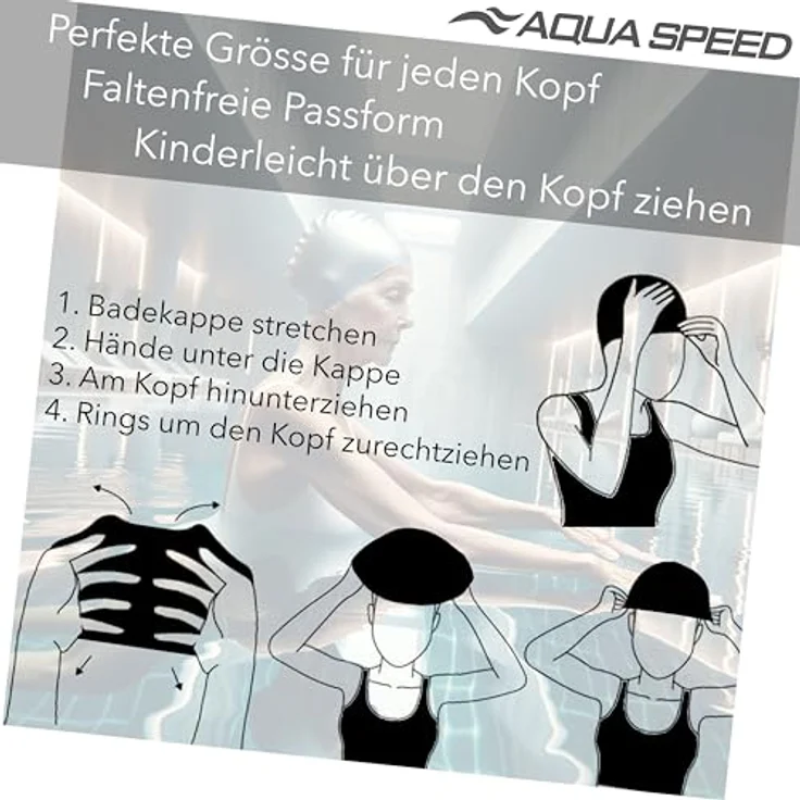 Aqua Speed Badekappe Schwimmkappe mit Blüten-Optik Leicht & dehnbar Lange Haare, Flexibles Design mit 3D-Blüten – Komfort & sicherer Sitz – Bild 8