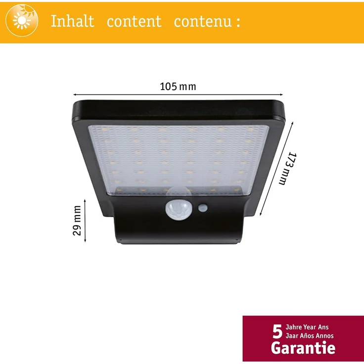 Paulmann 95393 Solar LED Außenwandleuchte Solveig schwarz IP44 3000K – Bild 5