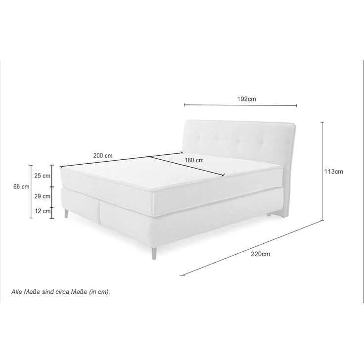 Boxspringbett 180x200 Federkern-Wendematratzen H3/H4 Bonell Flachgew. Beige Grau – Bild 3