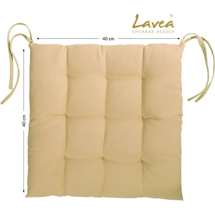 Lavea Stuhlkissen Lavea® Sitzkissen & Stuhlkissen 40x40 cm – 4er/8er Set, 40x40x3 cm, mit Stoffbändern, Indoor & Outdoor, für Garten & Balkon – Bild 4