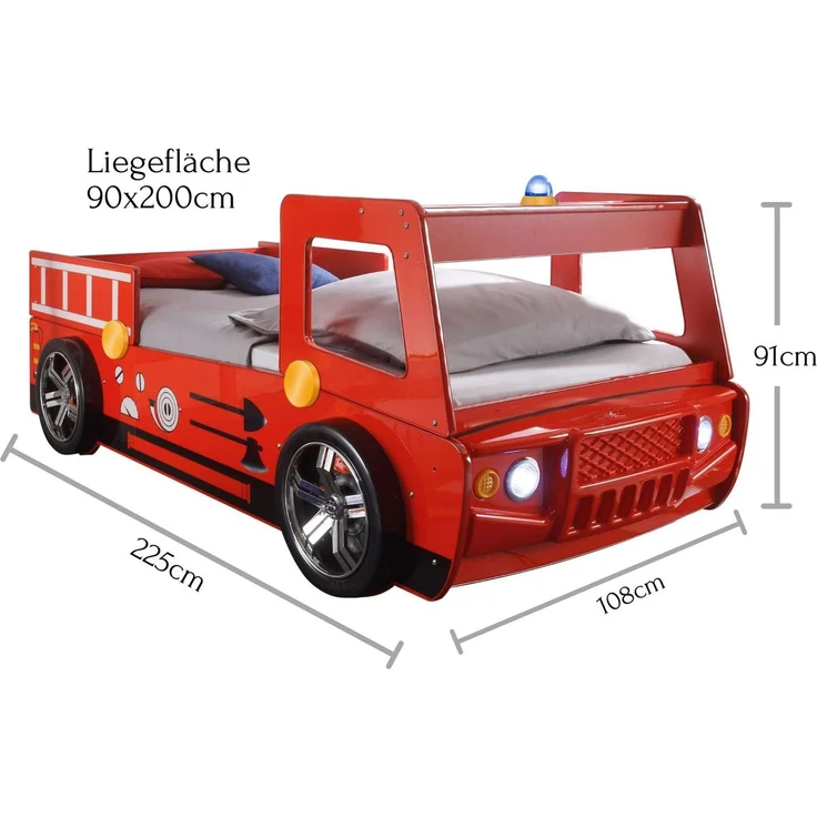 Autobett >Spark< in rot - 214,5x98x112cm (BxHxT) – Bild 3