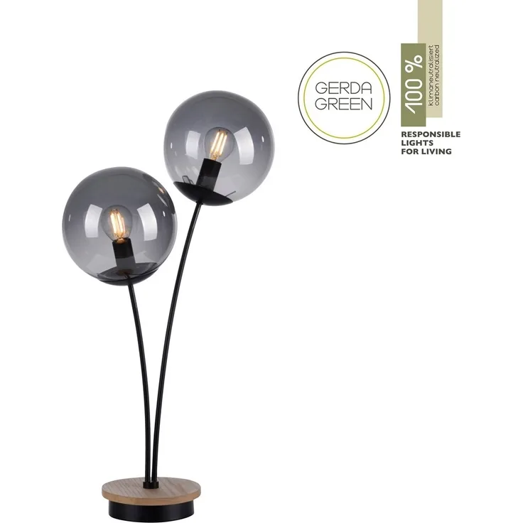JUST LIGHT 11390-79 Green Widow LED Tischleuchte 2-flammig Holz rauchfarben