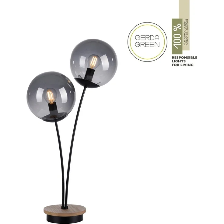 JUST LIGHT 11390-79 Green Widow LED Tischleuchte 2-flammig Holz rauchfarben – Bild 1