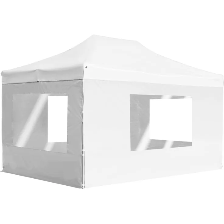 Profi-Partyzelt Faltbar, Gartenzelt mit Wänden Aluminium 4,5x3 m Weiß