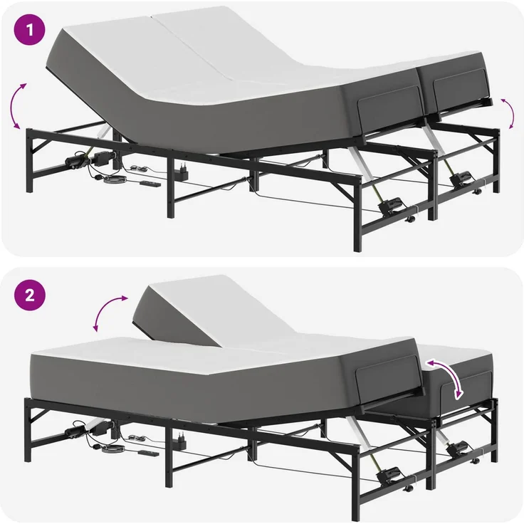vidaXL Elektrisch verstellbares Bettgestell Schwarz 140 x 200 cm Stahl 3438621 – Bild 10