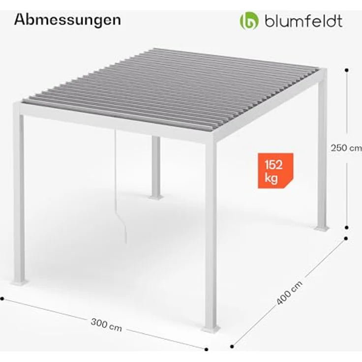 blumfeldt LuminaHaven Pavillon 3x4 m, Lamellen-Stahldach mit Kurbel, wetterfest, UV-Schutz 50+, Aluminiumrahmen, Gartenzelt für Outdoor mit Sonnen- & Regenschutz – Bild 7
