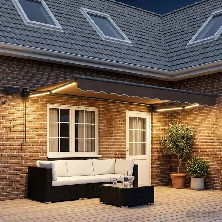 vidaXL Manuelle Gelenkarmmarkise mit LEDs, Taupe, 4 x 2 m – Bild 1