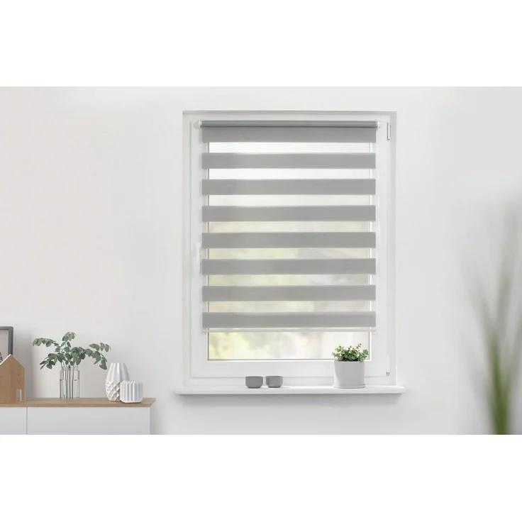 Lichtblick Doppelrollo  Kopenhagen Klemmfix ohne Bohren, Streifen, Blickdicht, Klemmträger-Montage, Sichtschutz, Wandmongtage, Deckenmontage, für Fenster und Türen Grau, 150,0 cm, 110,0 cm – Bild 2