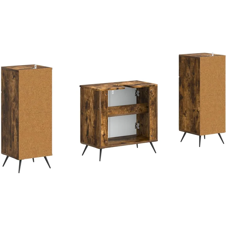vidaXL 3-teiliges Badezimmer-Schranksystem BREDA 3 stk. Raucheiche 3418049 – Bild 5