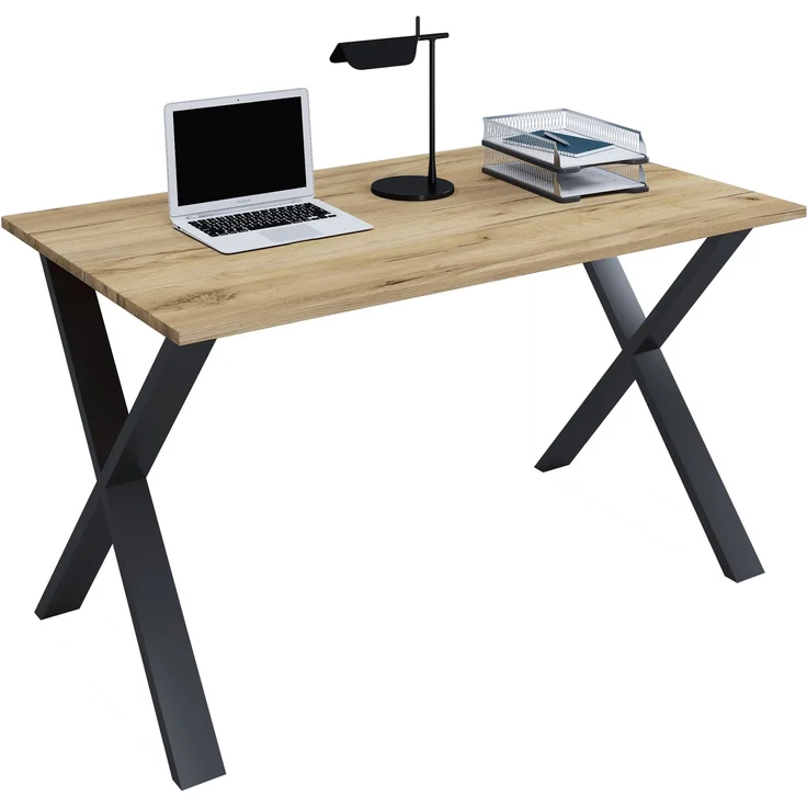 VCM Schreibtisch Lona 919621 Schwarz / Honig-Eiche H. 76 x B. 140 x T. 50 cm