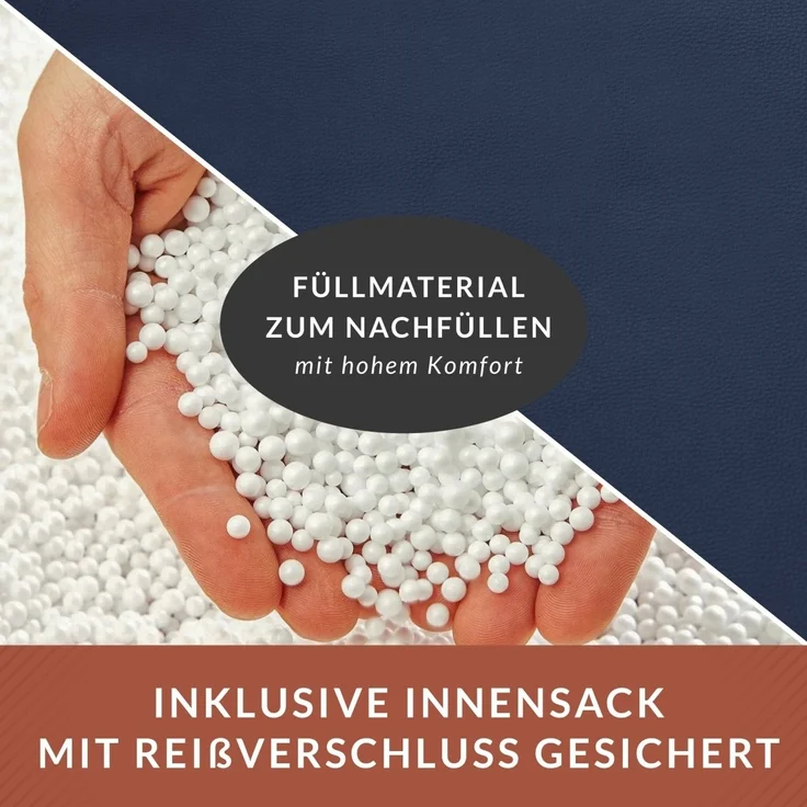 Green Bean® XXL Riesen-Sitzsack aus Kunstleder mit EPS Perlen Füllung - 140 x 180 cm 380 Liter - Bean Bag - - Dunkelblau – Bild 7