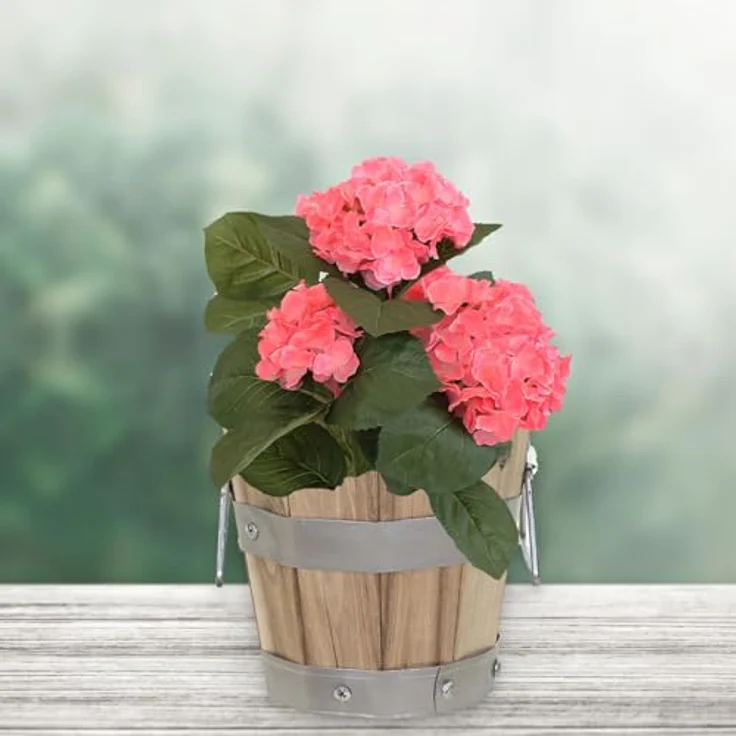 colourliving Pflanzkübel Pflanztopf rund mit Griffen, FSC Akazienholz, Blumenkästen aus Holz, integriertes Entwässerungsloch, metallverstärkte Konstruktion – Bild 5