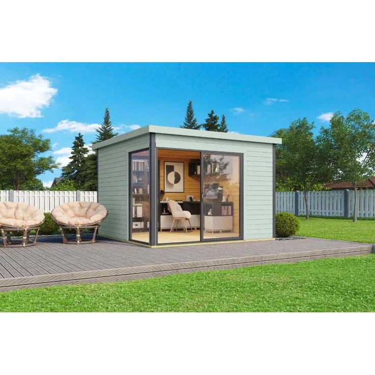 Lasita Maja Gartenhaus Domeo 1-4 Gartenhaus aus Holz in Silber Holzhaus mit 44 mm Wandstärke Blockbohlenhaus – Bild 1