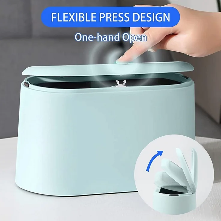 TUWENA Mülleimer Tischmülleimer mit Aufpoppen Deckel, 2L Mini Mülleimer Klein, Plastik
