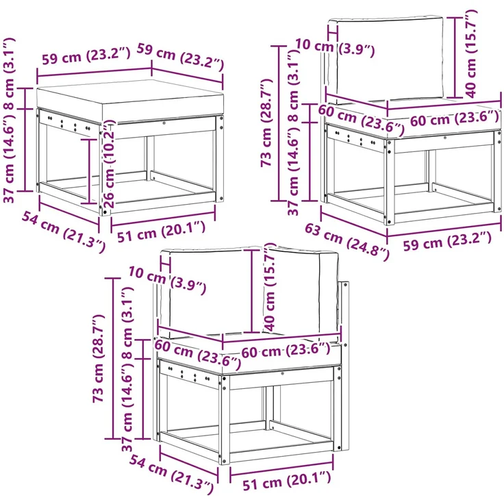 vidaXL Outdoor-Sofagarnitur mit Kissen 6 pcs Natur und Anthrazit 3366640 – Bild 10