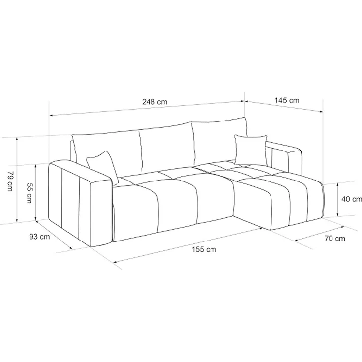 Ecksofa mit Schlaffunktion und Bettkasten 248 x 145 cm Creme – Bild 3