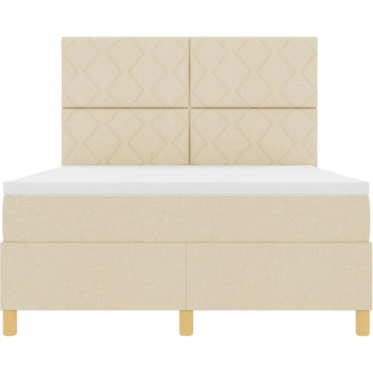 vidaXL LED Boxspringbett mit Kopfteil Creme 140 x 200 cm Stoff 3343185 – Bild 8