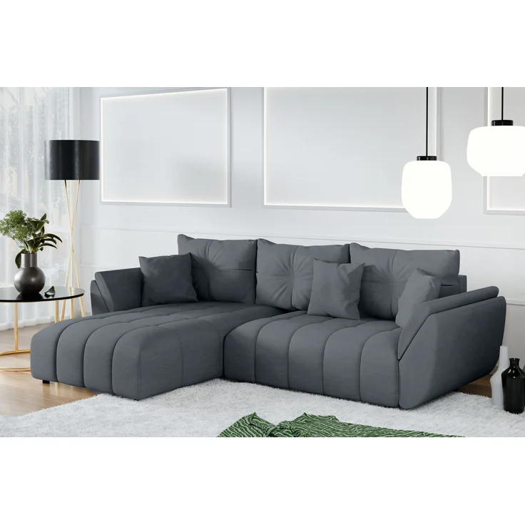 AX LIVING L Form Ecksofa grau Verciani Schlaffunktion Bettkasten 280cm – Bild 1