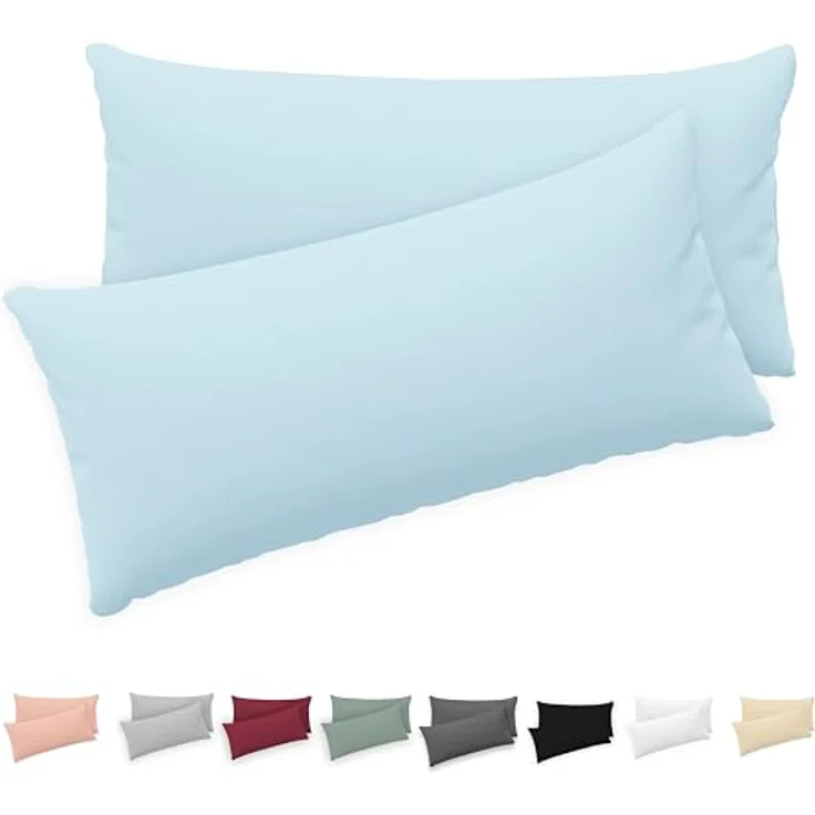 Twinzen® Kissenbezug 50x80 (2er-Set) - 100% Jersey Baumwolle 150 GSM Kissenbezüge - Blau - Für Kissenbezüge 50x80 cm - Kissenhülle - Kissenbezug mit Reißverschluss - Oeko-Tex Zertifiziert – Bild 2
