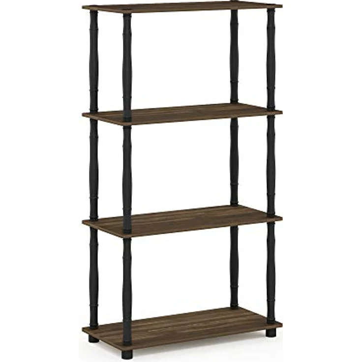 Furinno 4-Ebenen Mehrzweck-Regal mit klassischen Röhren, holz, Columbia Walnut/Schwarz, 29. 46x59. 94x109. 86 cm – Bild 6