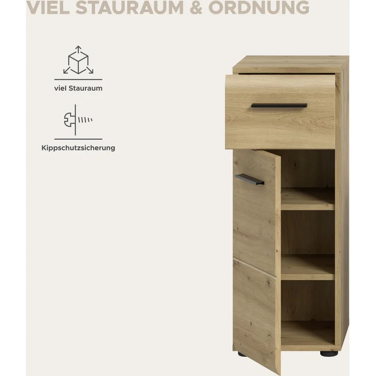 Standschrank (B/H/T: 30x80x30 cm) in Artisan Oak Nachbildung und Artisan Oak Nachbildung – Bild 8