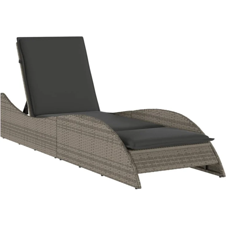 vidaXL Sonnenliege mit Auflage Grau 60x205x73 cm Poly Rattan 368280 – Bild 2