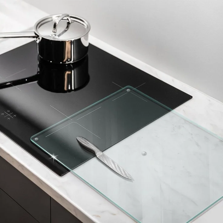 Tulup Herd-Abdeckplatte Induktionsschutz Glas Spritzschutz Glasschneideplatte Transparent, (1 tlg), Gummifüße – Bild 3