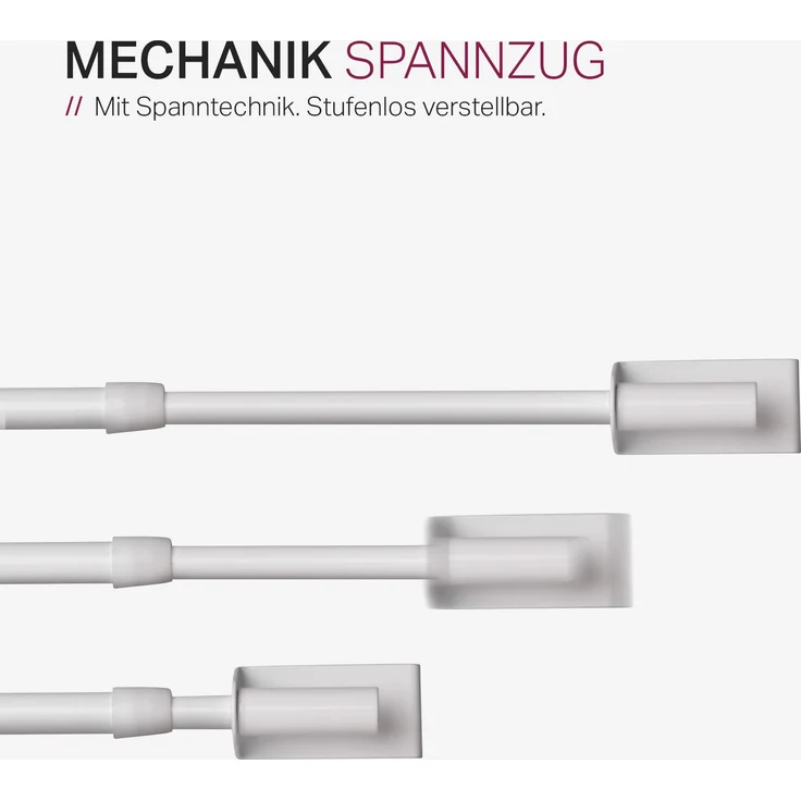 Spannvitrage, Gardinenstange - Metall - ( 40-60 cm - Weiß ) zum Spannen, Klemmstange Ausziehbar, Vitragestange ohne Bohren und Schrauben, Ø 9 mm Weiß 40-60 cm – Bild 5