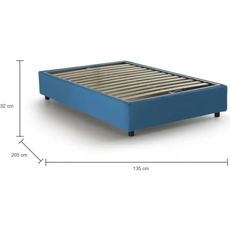 Talamo Italia - Doppelbett Nicole, Bettkasten mit Stoffbezug, 100 % Made in Italy, Öffnung vorne, geeignet für Matratzen 120 x 190 cm, Blau – Bild 2