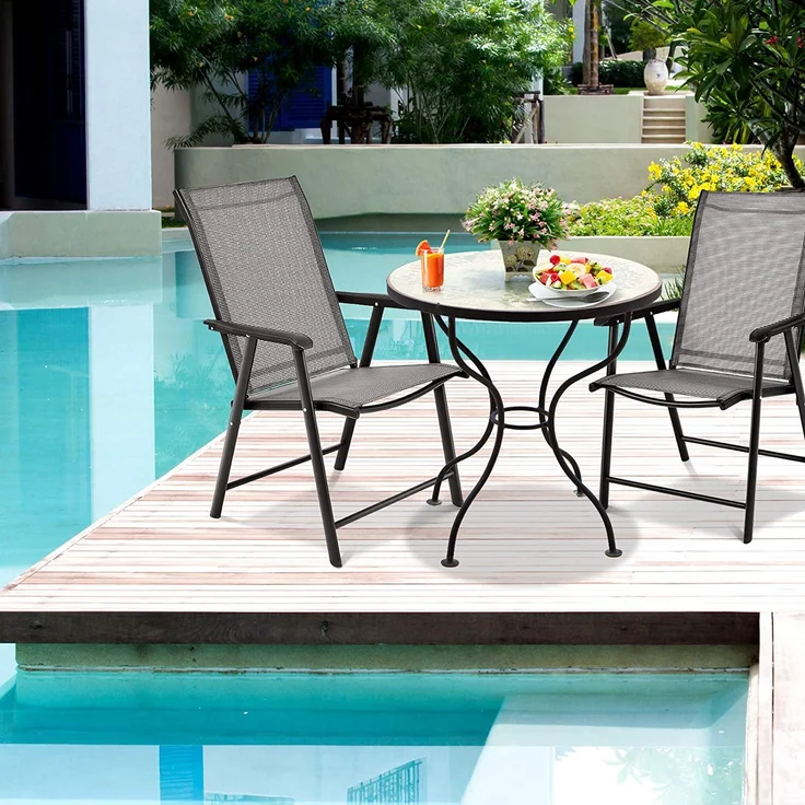 COSTWAY 2er Set Gartenstuhl Klappstuhl Terrassenstuhl bis 110kg, Campingstuhl klappbar, Klappsessel Terrassenstühle Lehnstuhl für Pool, Garten, Rasen – Bild 4