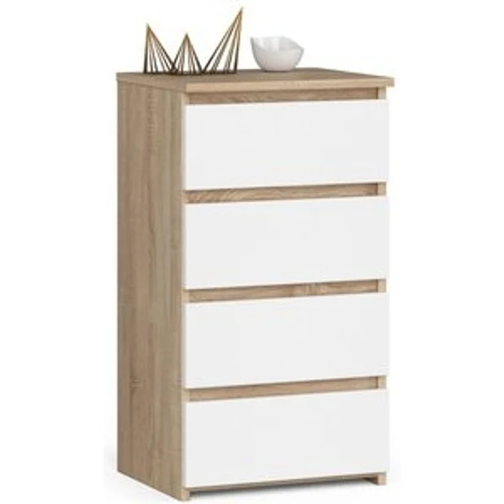 Home Collective Kommode 40 cm breit Holz Highboard Sideboard für Flur Schlafzimmer Wohnzimmer (Mehrzweckschrank Schrank schmal Kommode Schlafzimmer mit Schubladen), Kinderzimmer Organizer, 73 cm hoch mit 4 Schubladen sonoma Eiche-weiß – Bild 6