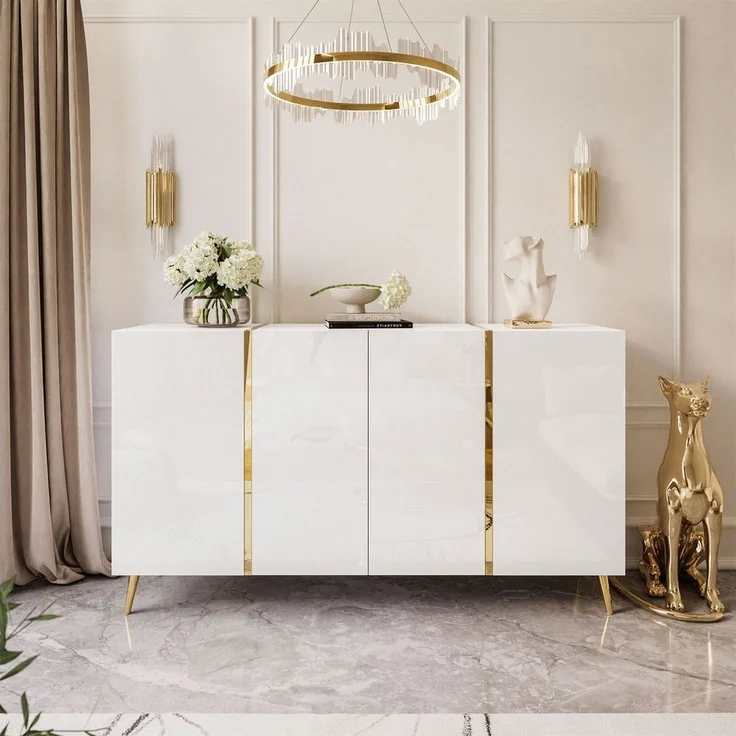 Lookway Kommode ONYX 4D mit goldenen Beinen, Breite: 158 cm – Bild 2
