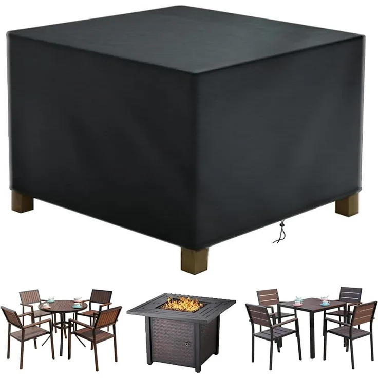 Aipwerer Abdeckung Gartenmöbel Wasserdicht, Abdeckplane für Gartenmöbel Winterfest, 420D Schutzhülle Abdeckhaube für Gartentisch Garten Möbel Tisch Rechteckig (Schwarz, 120 x 120 x 72 cm 420D)