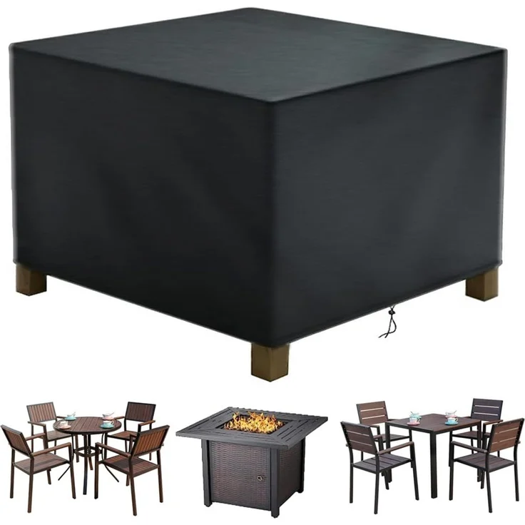 Aipwerer Abdeckung Gartenmöbel Wasserdicht, Abdeckplane für Gartenmöbel Winterfest, 420D Schutzhülle Abdeckhaube für Gartentisch Garten Möbel Tisch Rechteckig (Schwarz, 120 x 120 x 72 cm 420D)