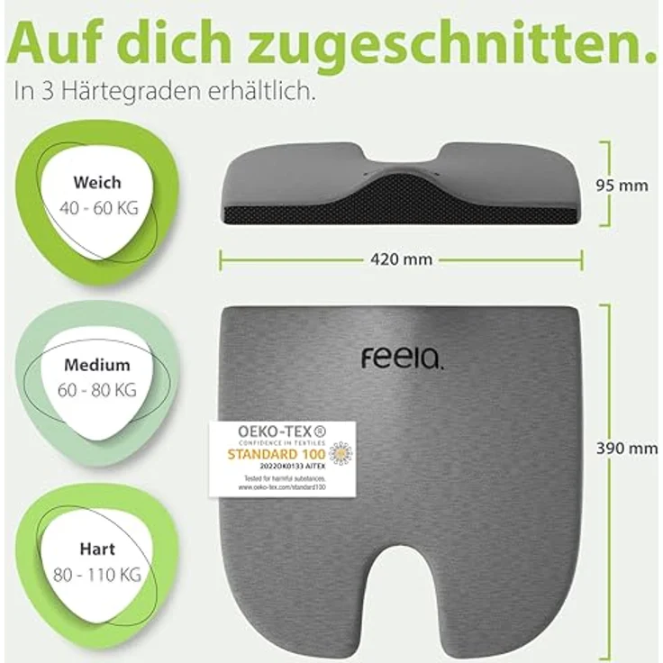 feela Sitzkissen Orthopädisches Keilkissen – fördert aufrechtes & gesundes Sitzen, Ideal fürs Büro & Homeoffice – entlastet Rücken & verbessert Haltung – Bild 5