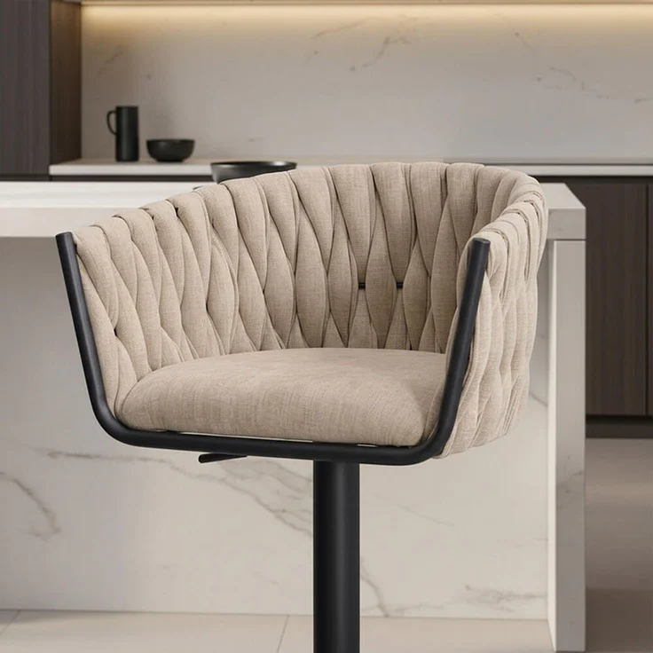 HOME DELUXE Barhocker höhenverstellbar gewebt SAMIR - 3er Set Beige – Bild 2