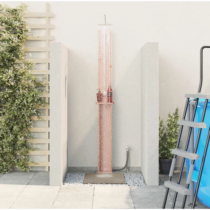 vidaXL Gartendusche 246 cm Massives Douglasholz und Edelstahl Natur 886354
