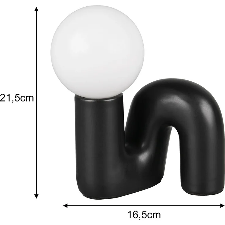 LED Tischlampe Keramik Schwarz, Glas Weiß, Höhe 21,5cm – Bild 4