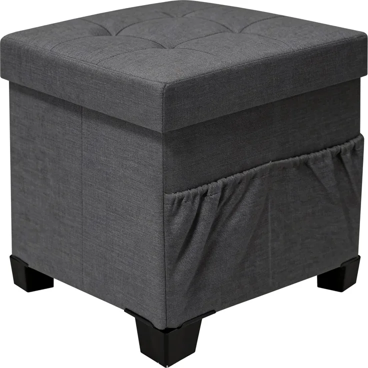 Zedelmaier Sitzhocker mit Stauraum, Hocker mit Beinen,Aufbewahrungsbox mit Deckel,Fußhocker, bis 150 kg belastbar, für Eingang, Wohnzimmer, Schlafzimmer (Dunkelgrau)